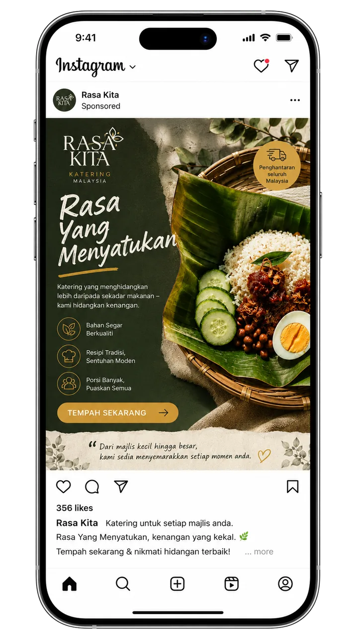 Contoh iklan jasa katering di feed Instagram